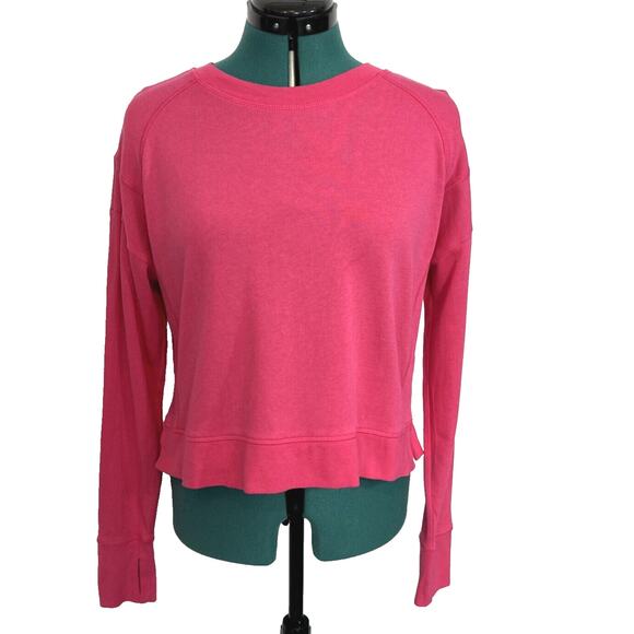 Sweaty Betty After Class Crop Sweatshirt Crewneck Organic Cotton Dark Pink Small - Picture 1 of 10